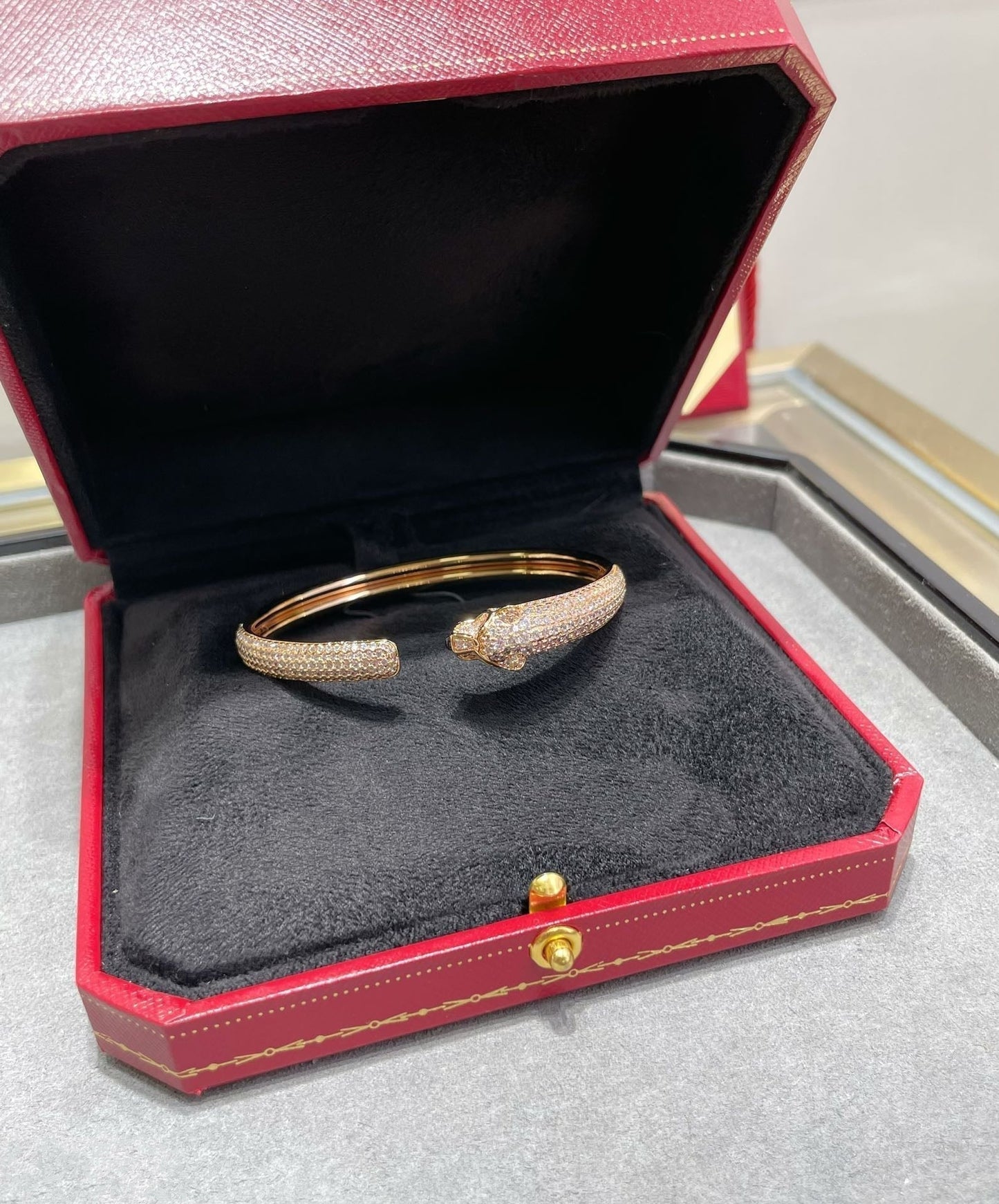 [Marin-Jewelry]PANTHERE FULL DIAMOND OPEN BRACELET