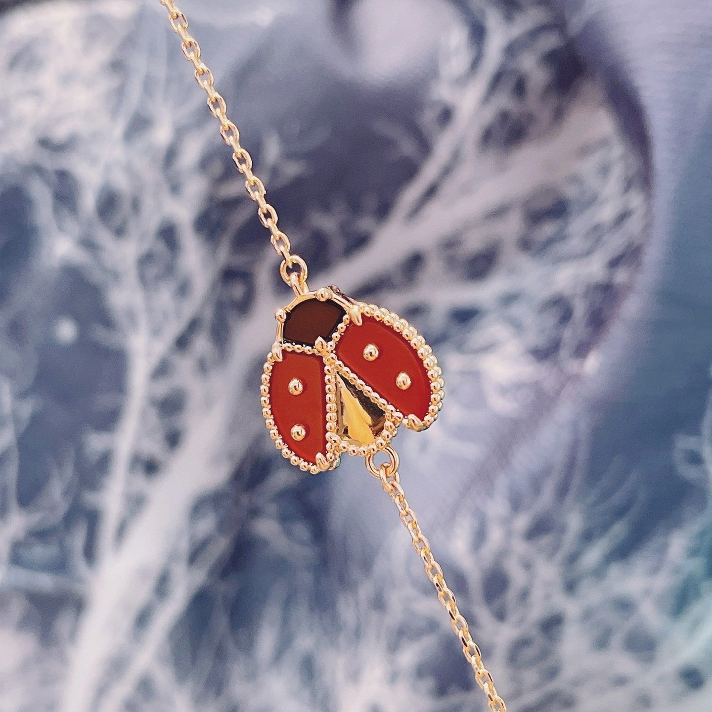 [Marin-Jewelry]LUCKY SPRING 1 MOTIF PINK GOLD BRACELET