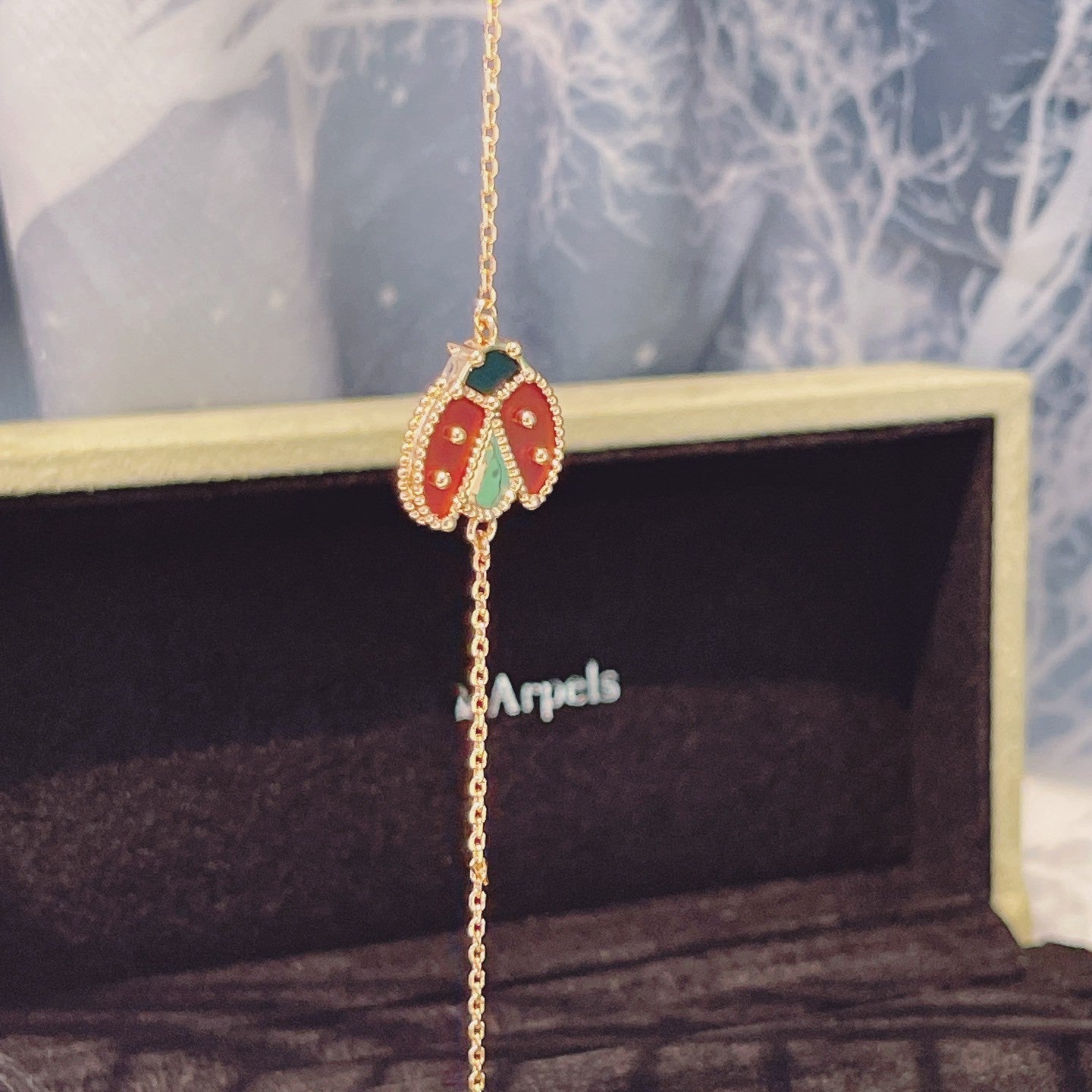 [Marin-Jewelry]LUCKY SPRING 1 MOTIF PINK GOLD BRACELET