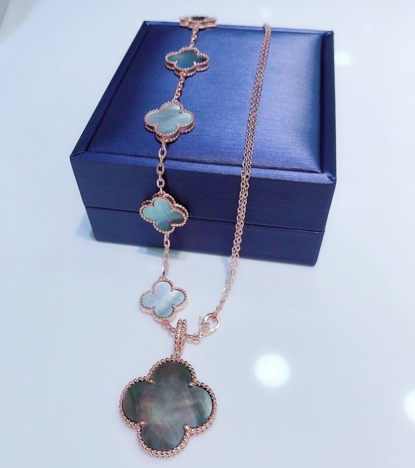 [Marin-Jewelry]COMBINED BRACELET 5 MOTIFS AND NECKLACE DARK MOP Marin-Jewelry GOLD