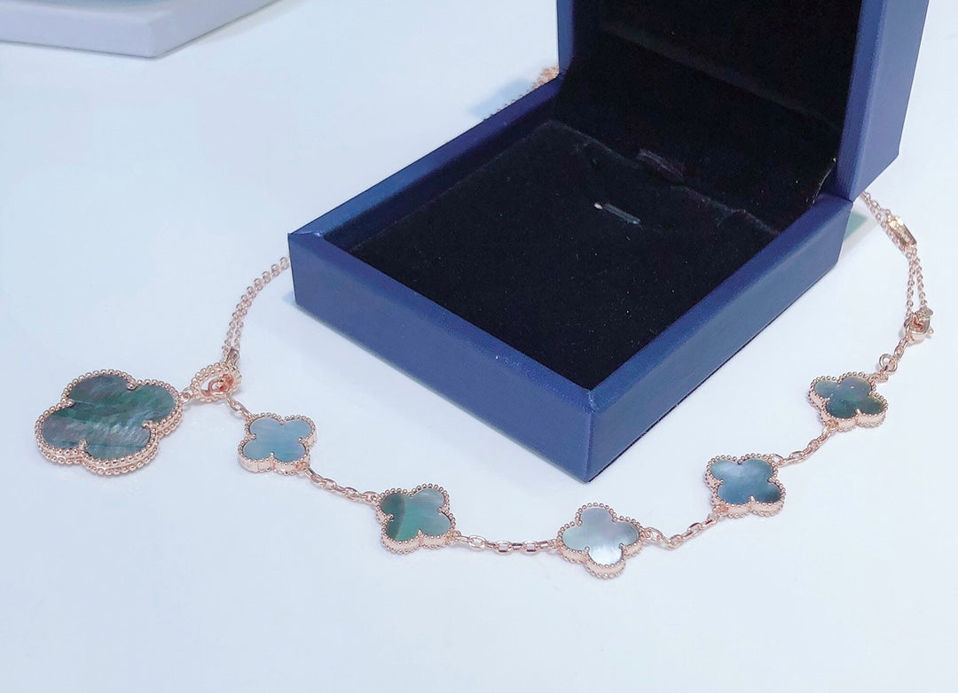 [Marin-Jewelry]COMBINED BRACELET 5 MOTIFS AND NECKLACE DARK MOP Marin-Jewelry GOLD