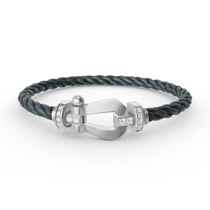 [Marin-Jewelry]FORCE LARGE HORSESHOE HALF DIAMOND BRACELET SILVER