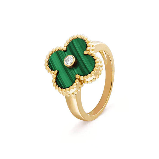 [Marin-Jewelry]CLOVER MALACHITE RING GOLD DIAMOND