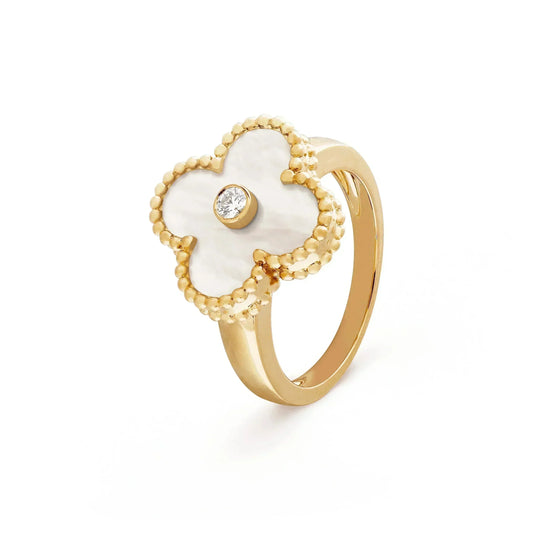 [Marin-Jewelry]CLOVER PINK MOP RING GOLD DIAMOND